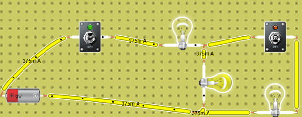 circuit de 3 bombillas i 3 interuptores.