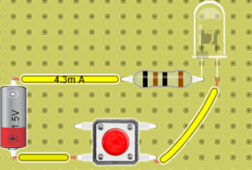 circuito 1 ( circuito con un pulsador, una resistencia y un led )