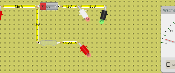 Wattmeter Circuit with 12V Battery 10 ohms Resistor (Input Method By Text)