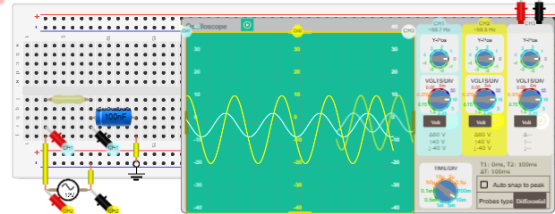 RC Low Pass Filter using Breadboard