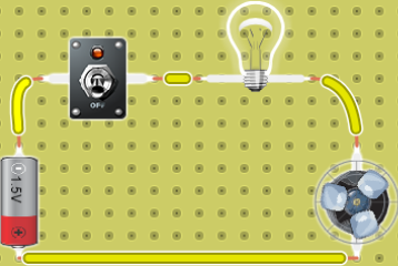 1. Un circuito con interruptor, una lámpara y un motor