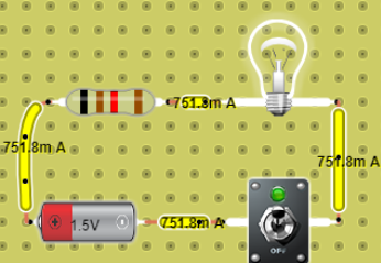 circuito en serie con resistencia y bombilla