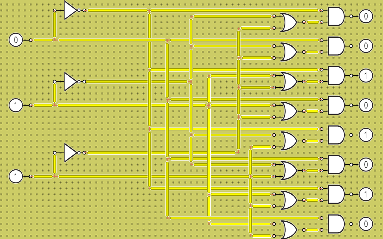 Decoder digital 3 to 8 Circuit