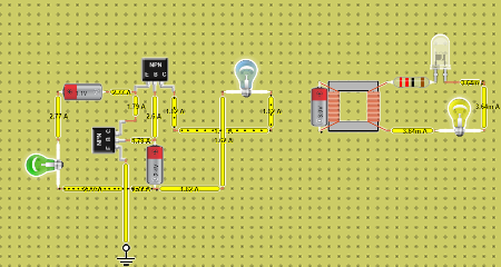 circuito con transistores npn y transformador