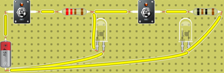 practica leds dos interructors