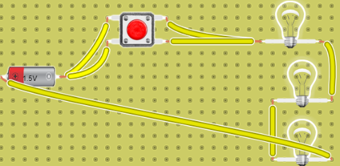 ejemplo 7 circuito con pulsador y tres lamparas