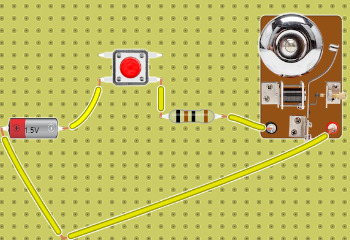 C:circuito con pulsador un timbre y una resistencia