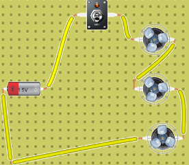 D:circuito con interruptor y tres motores