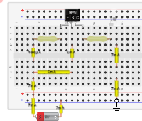 NPN Transistor Circuit in Breadboard