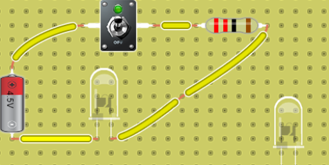 Baterías+Interruptor+resisténcia+ led