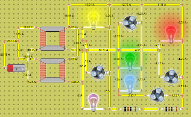 CIRCUITOS CON DOS TRANSFORMADORES, 3 VENTILADORES Y 5 LAMPARAS