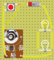 ejemplo 3 pc 17 circuito con un timbre en serie en dos ampolletas en paralelo
