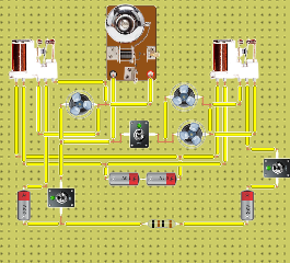 circuito con dos realy y 3 ventiladores y un bell