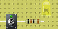 Un interruptor, una resistencia y un LED